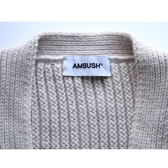 AMBUSH Patchwork Knit Logo Cardigan / Small / Birch Oversized Logo Mens - Picture 8 of 14